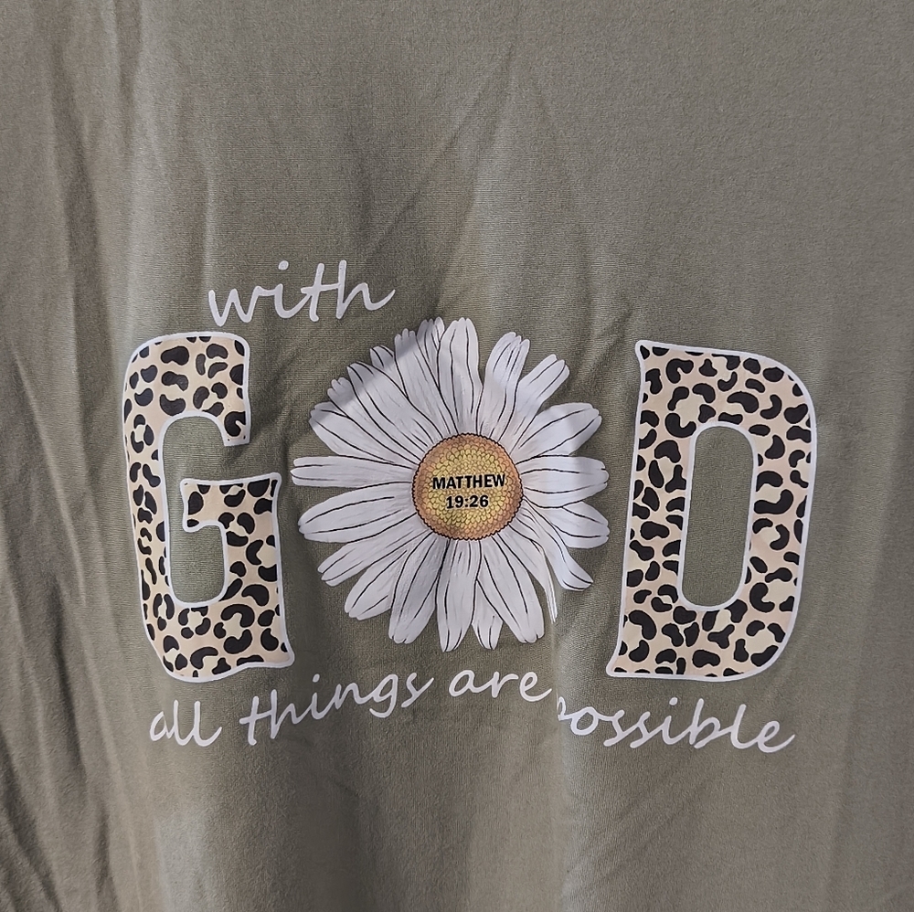 Green Graphic T-Shirt with Inspirational Message - Picture 2 of 3